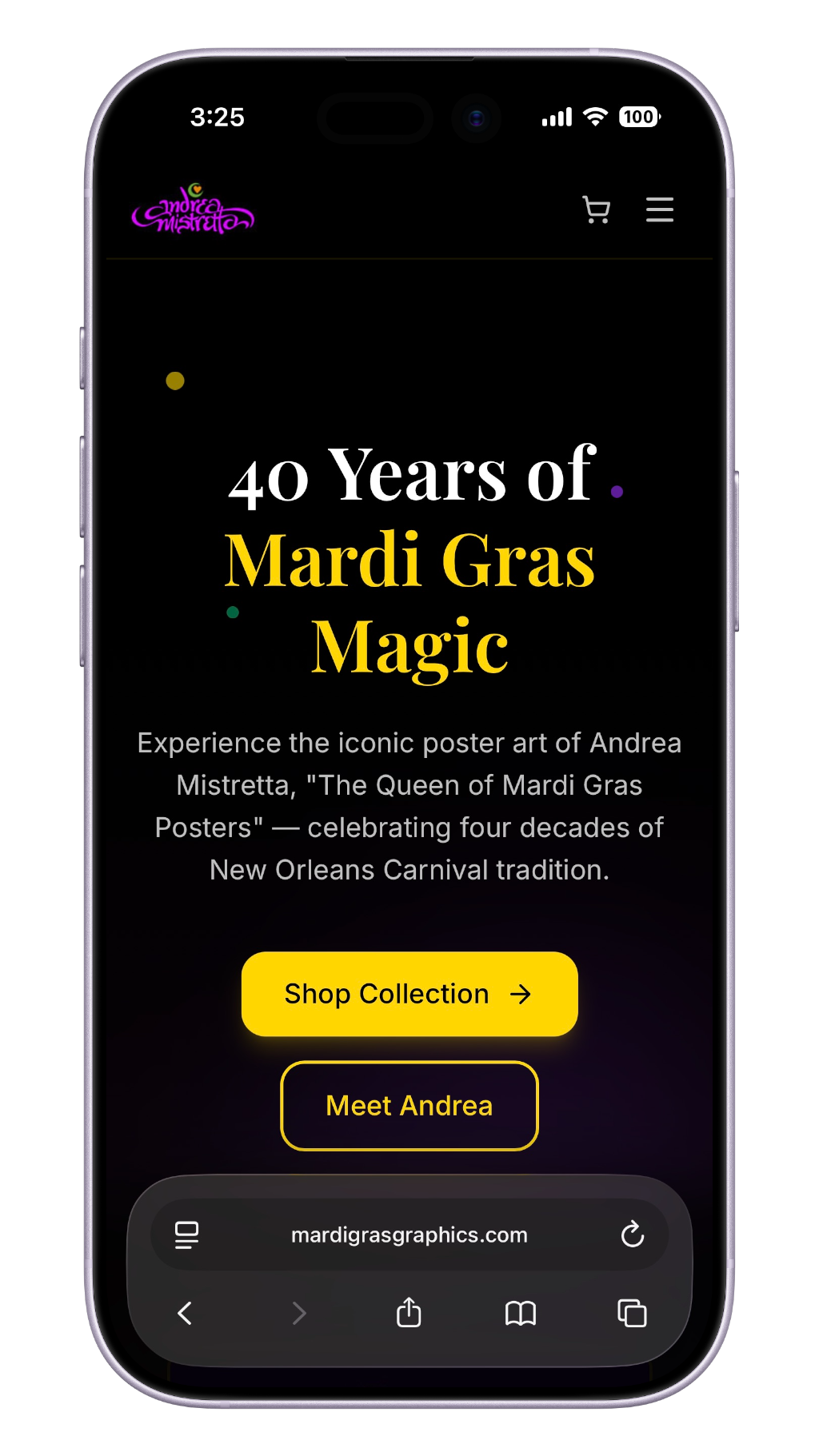 The new website on mobile