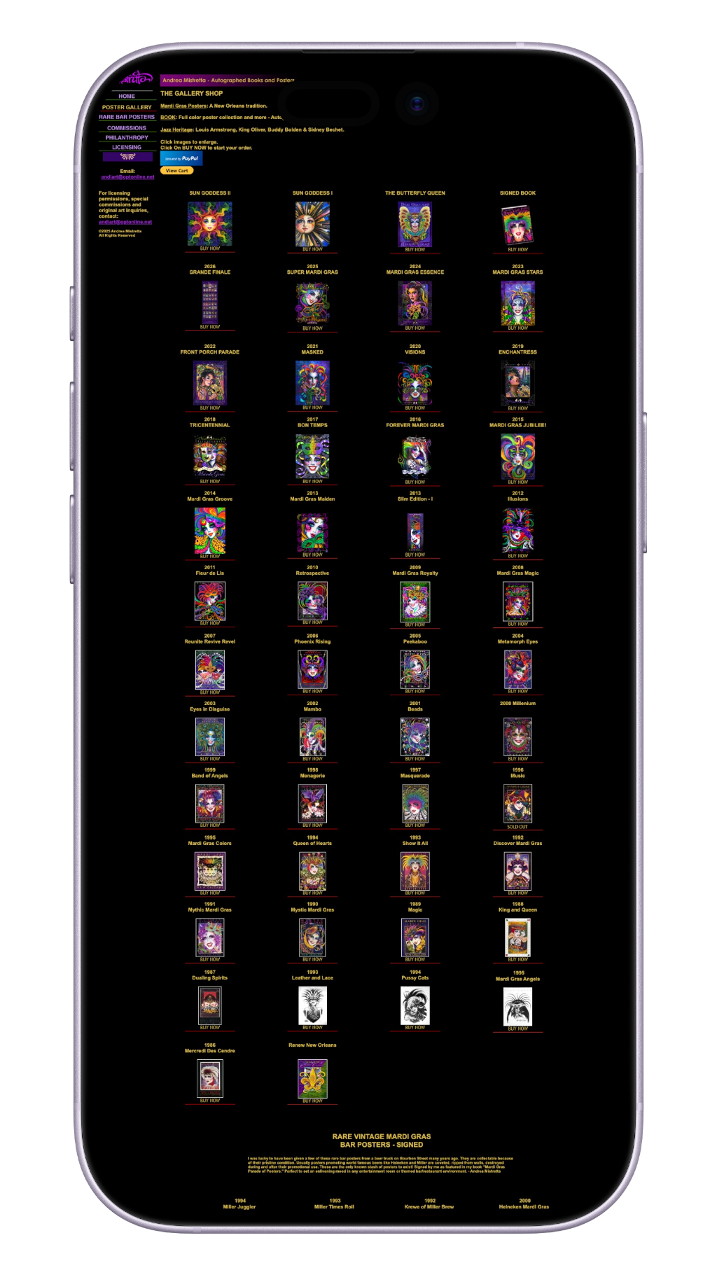 The old website on mobile