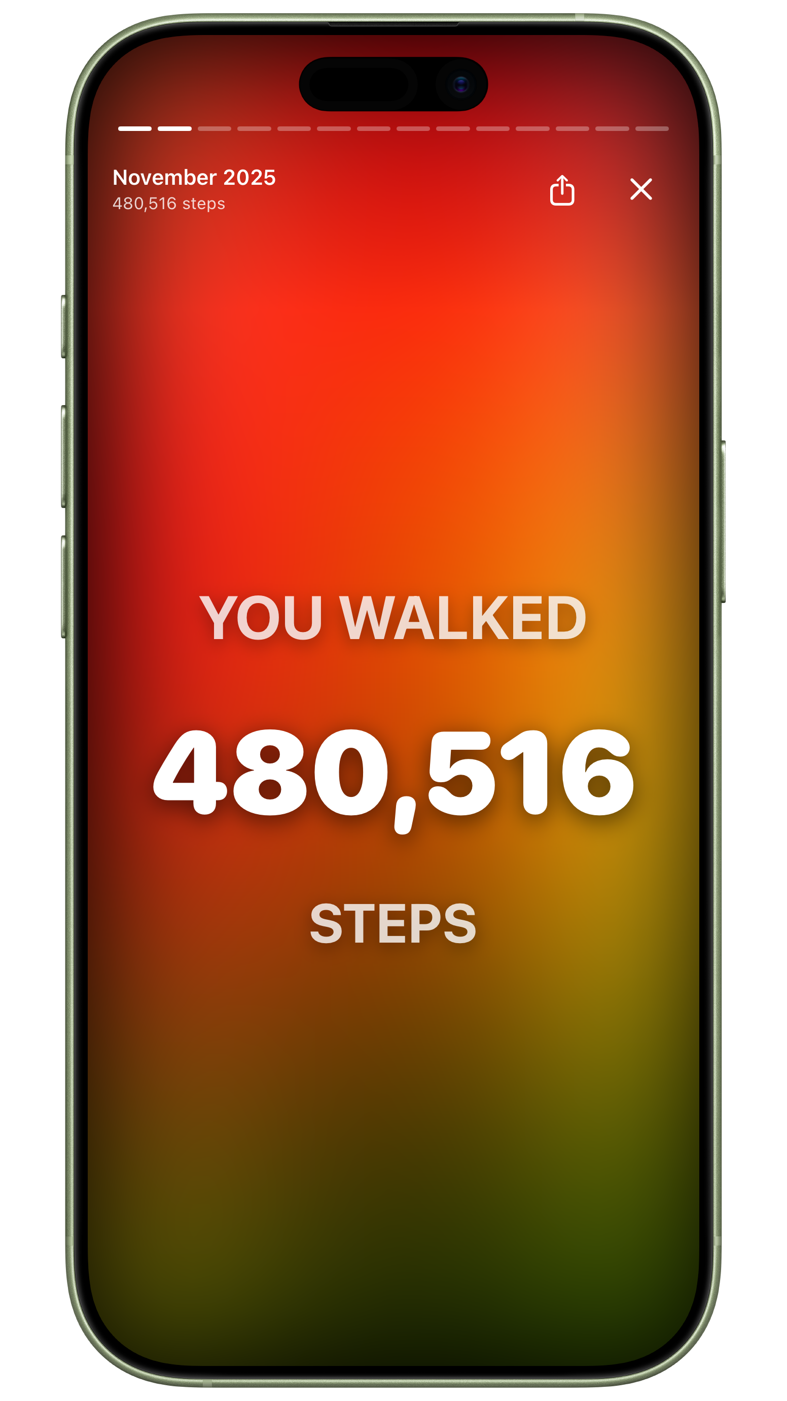 MySteps monthly and yearly recaps